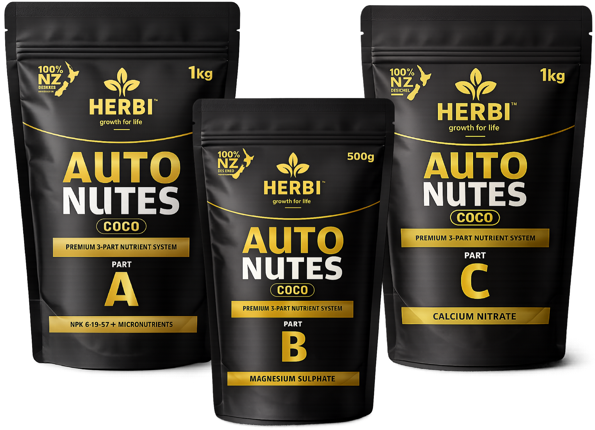 AUTO NUTES COCO three-part nutrient system: Parts A, B and C